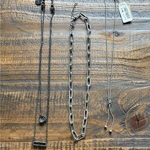White House Black Market Silver and Black Necklace Set